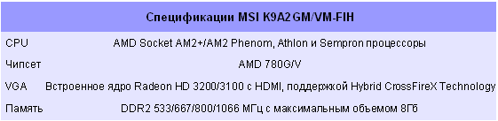 Спецификации MSI K9A2GM